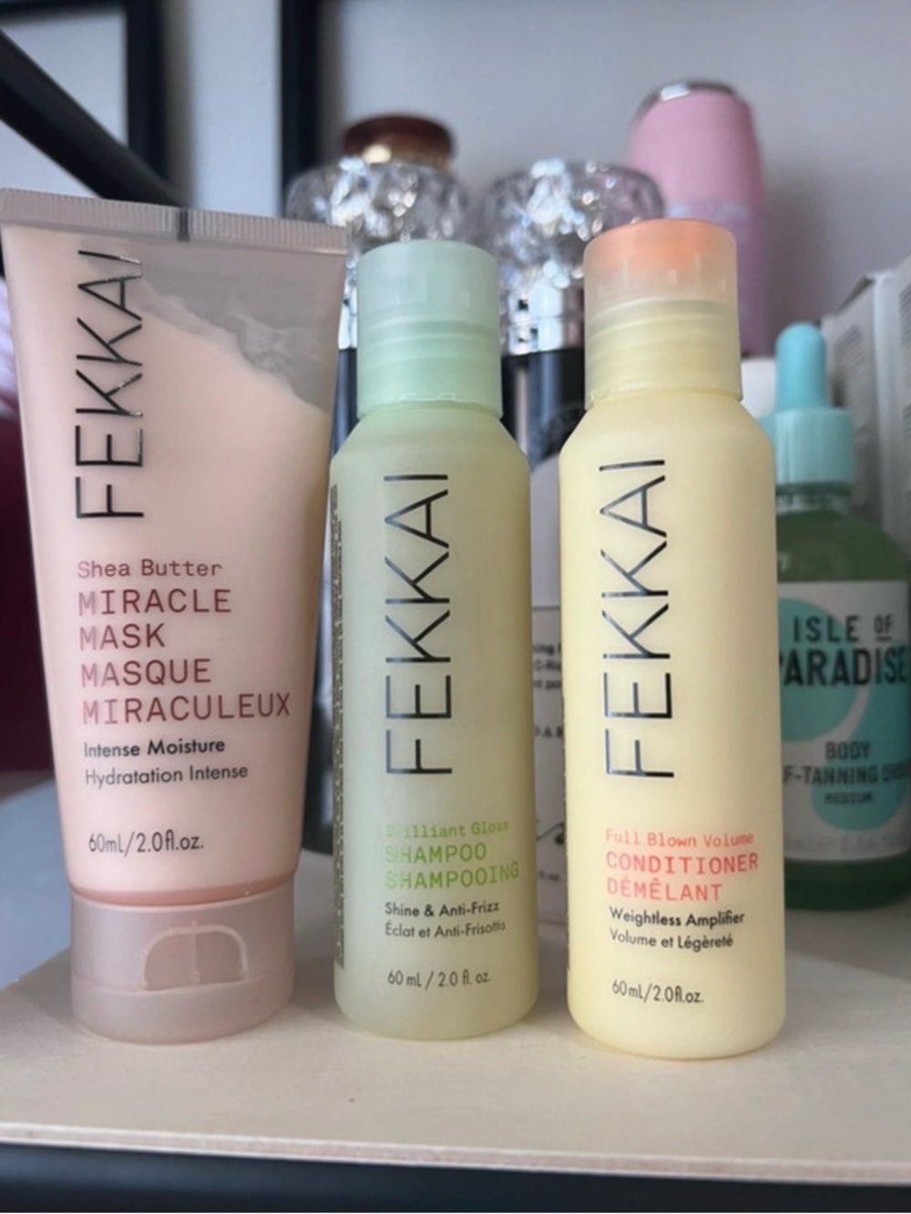 Fekkai Brilliant Gloss Shampoo, Full Blown Volume Conditioner, Miracle Mask